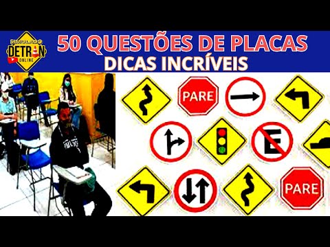 50 QUESTÕES DE PLACAS DE TRÂNSITO COMENTADAS COM  DICAS INCRÍVEIS