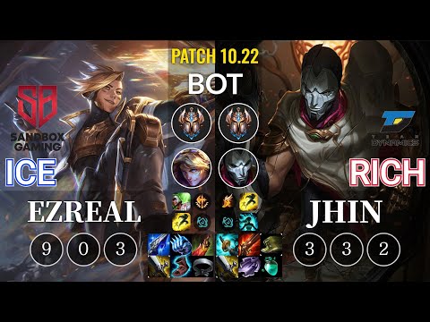 SB Ice Ezreal vs DYN Rich Jhin Bot - KR Patch 10.22