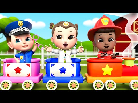 Toot Toot Train Song | Police Officer, Doctor and Firefighter | Rosoo Nursery Rhymes & Kids Songs
