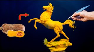 Beautiful Horse Carving With Pumpkin | Vegetable Carving Animals