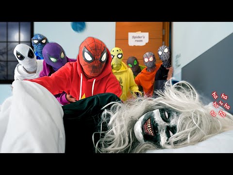 What If Top 8 SPIDER MAN Bros vs Angry MONSTER in 1 House ??? ( Scary Comedy Video )