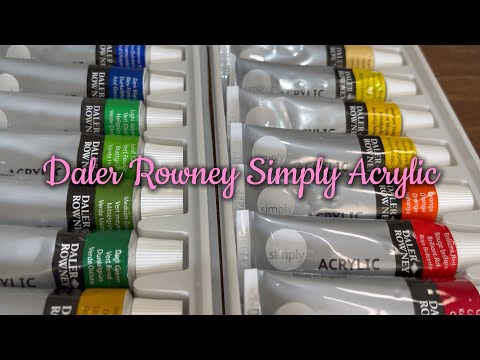 Daler Rowney Simply Acrylic 24 colors set 🎨✨ (unboxing + swatching)