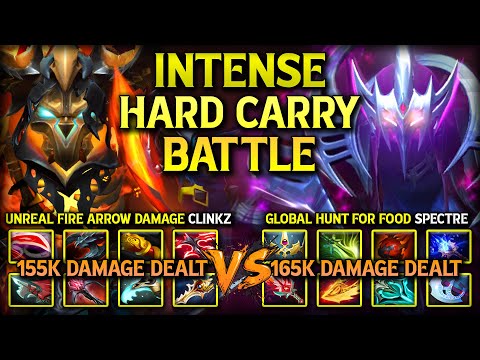 INTENSE HARD CARRY BATTLE | 155K Fire Arrow Damage Clinkz Vs. 165K Damage Killer Spectre DotA 2