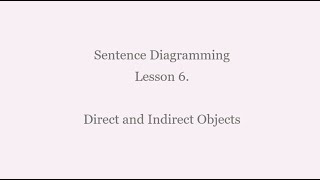 Lesson 6: Diagramming Direct and Indirect Objects