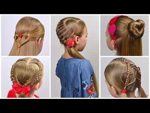 5 Cute hairstyles with HEART 💕Valentines Day...