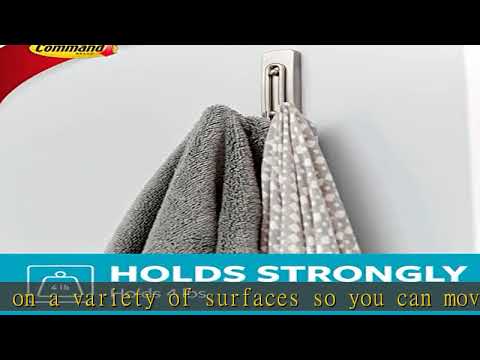 Command Large Double Bathroom Wall Hook, Damage Free Hanging Bath Hook with Adhesive Strip, Double