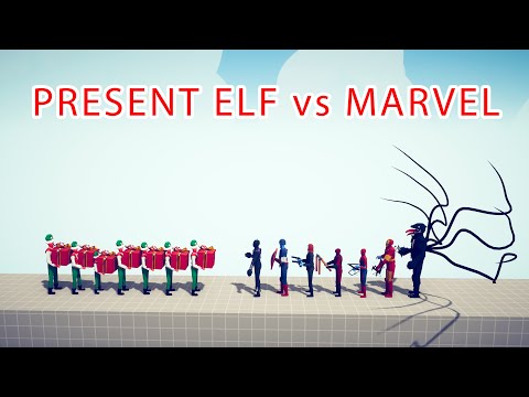 PRESENT ELF Team vs MARVEL Team - Totally Accurate Battle Simulator TABS