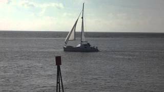 preview picture of video 'Felixstowe Ferry, Suffolk. Arrival of Yacht.'