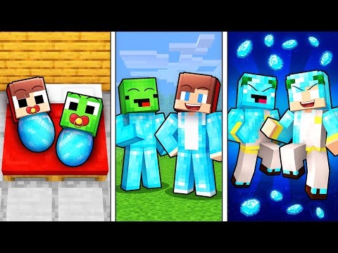 Mikey and JJ from BIRTH to DIAMOND IMMORTAL in Minecraft (Maizen)