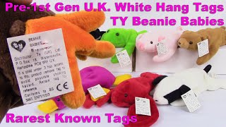 TY Beanie Babies PRE-1ST GEN Original 9 (Rarest Known Hang Tags - UK  White) Values - BBToyStore.com