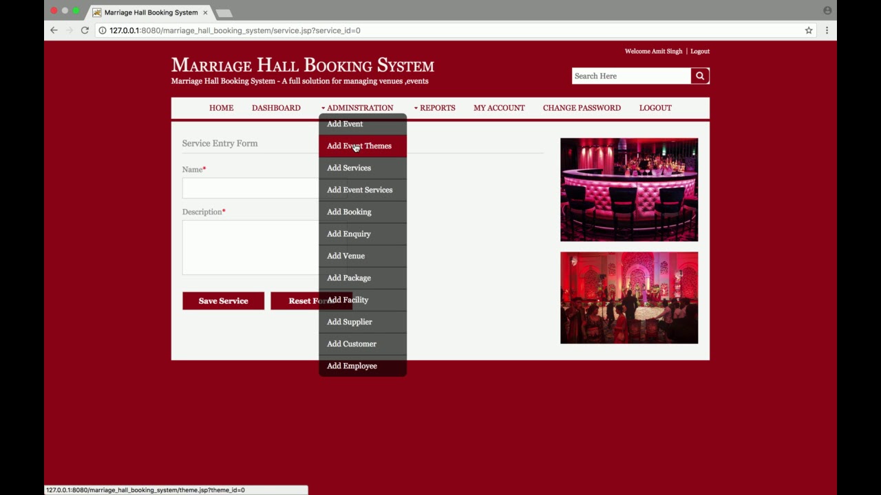 Marriage Hall Booking System | Java JSP Servlet Project Tutorial | Java JSP CRUD Project