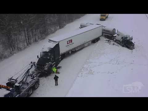 02-17-2021 Lonoke, AR - Fresh Snow Causes Slowdowns Which Cause More Accidents - Drone