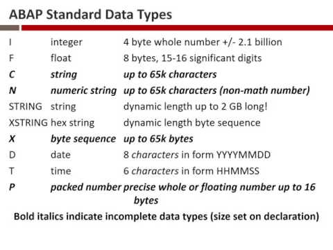 Lecture 4, ABAP Programming Concepts, part 2
