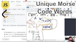 YouTube video '[Easy] Unique Morse Code Words (leetcode #804, javascript, dictionaries, arrays)'