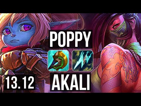POPPY vs AKALI (TOP) | 11/0/2, 67% winrate, Legendary | KR Master | 13.12