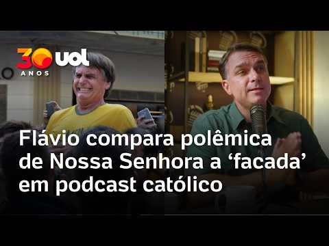 Flávio Bolsonaro compara polêmica de Nossa Senhora a ‘facada’ em seu pai em podcast católico