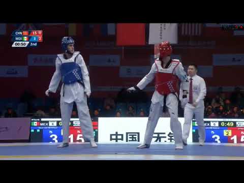 -68kg Wuxi 2018 World Taekwondo Grand Slam  Saul Gutierrez(MEX) vs Jinyu WANG(CHN)