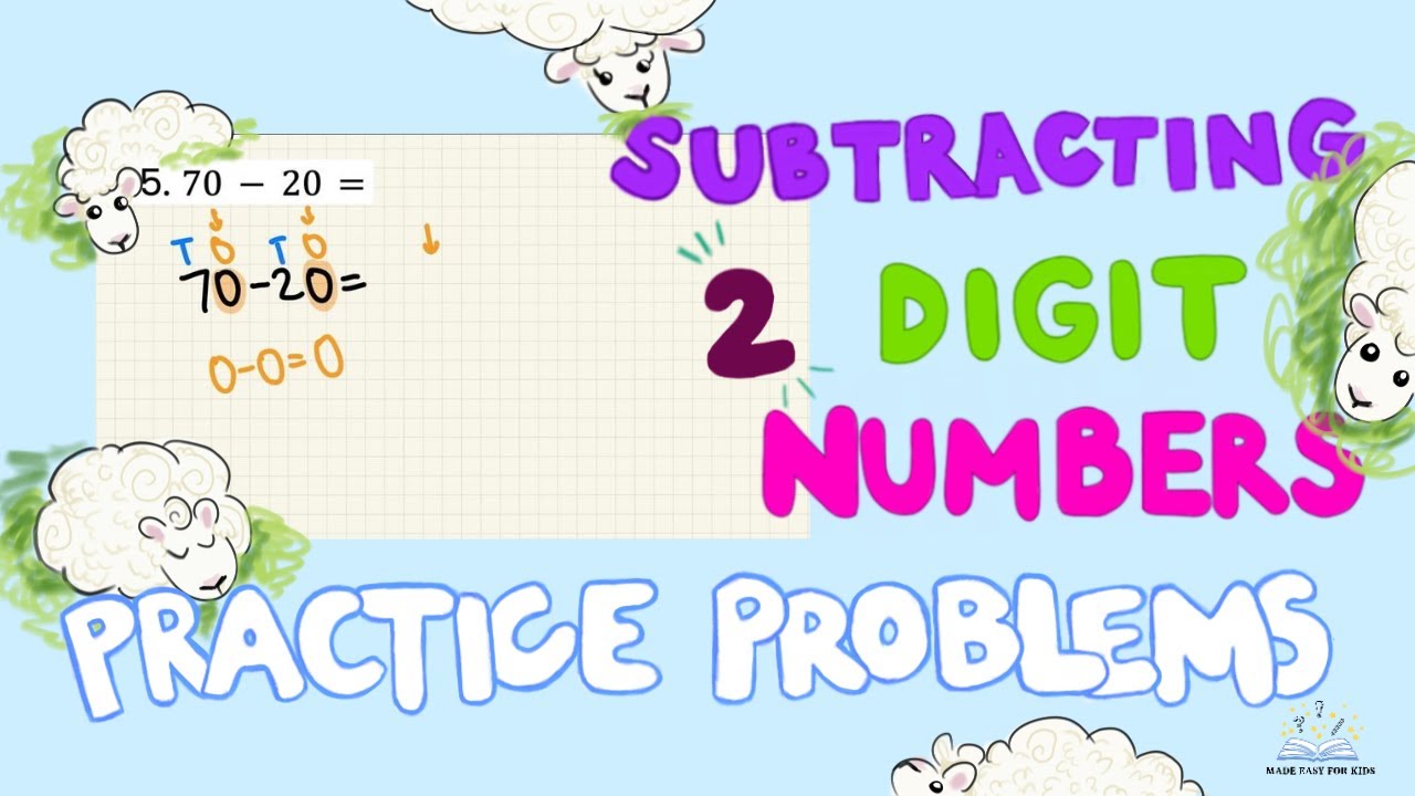 How to Subtract 2-Digit Numbers: Practice Problems (Worksheet 2) (Part 1) | Made Easy for Kids