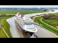 Ship Launch In 8K HDR Float Out And Transfer On A Narrow River Cruise Ship Disney Wish