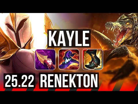 KAYLE vs RENEKTON (TOP) | 17/1/3, 6 solo kills, Legendary | KR Master | 25.22