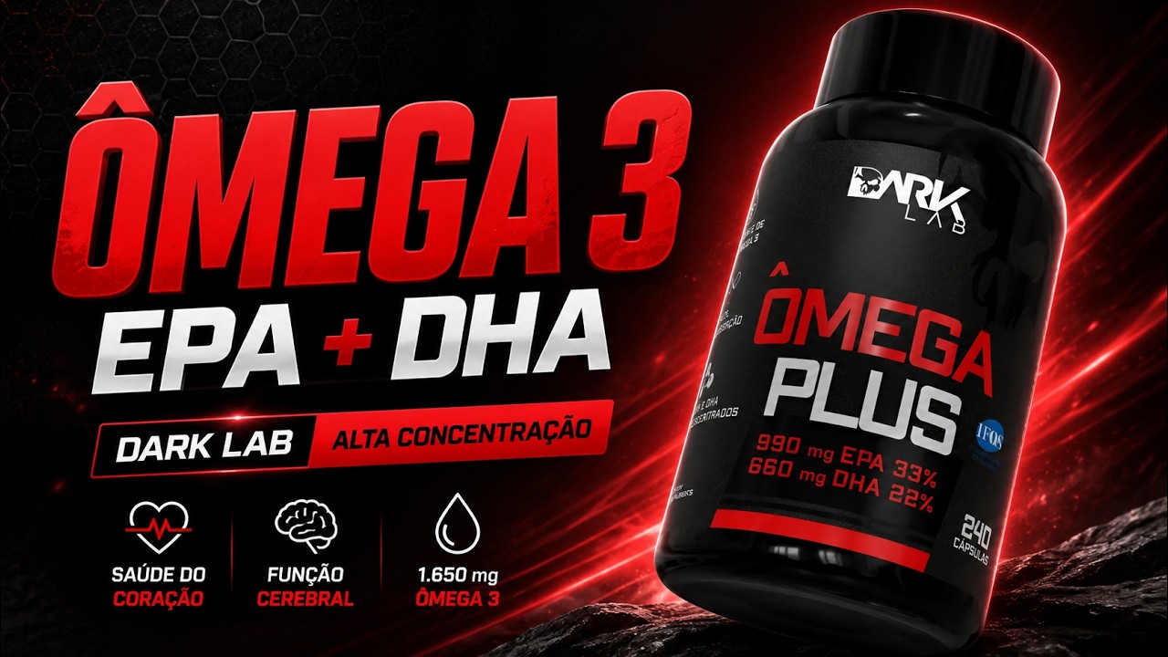 Miniatura da avaliação em vídeo de Ômega 3 EPA DHA Dark Lab 120 Cápsulas Preto