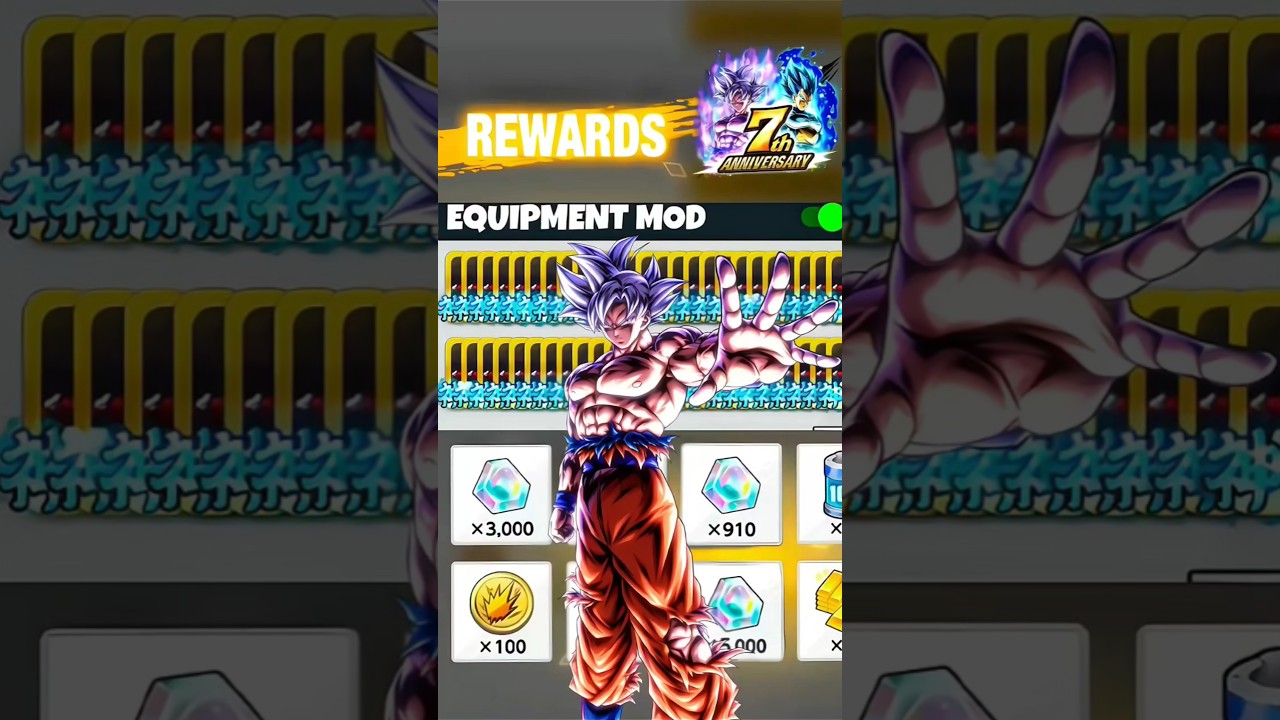 DB Legends Equipment MOD 💎 | Free CC for Upgrade! 7Th Anniversary 🤩 #dragonballlegends #dbl #shorts