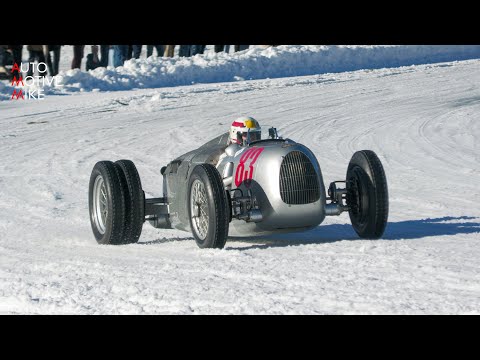 1936 Auto Union Type C V16 Sounds & SLIDING on the ICE
