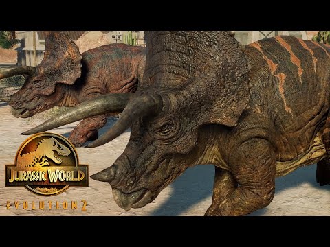 Triceratops vs Velociraptor, Albertosaurus & Tyrannosaurus Rex - JWE 2 (4K 60FPS)