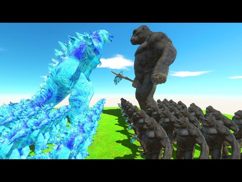 GODZILLA 2014 ICE KING DEATH RUN - KING KONG  - KAIJU MONSTER  - Animal Revolt Battle Simulator