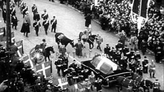 US Marine Corps, royal family and dignitaries in the burial procession of King Ch...HD Stock Footage