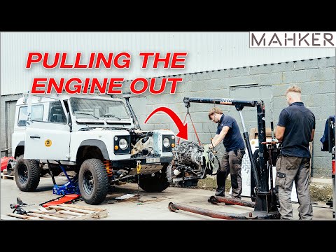 Pulling the Engine out for a 200TDI Engine Swap from a Scram Africa Defender 90 | MAHKER EP048