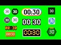 12 Styles of 30 Seconds Countdown Timer Green Screen (FREE to Use)