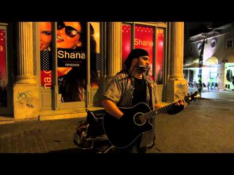 Bill Lee busking in Athens- One More Cup Of Coffee (cover)