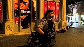 Bill Lee busking in Athens- One More Cup Of Coffee (cover)
