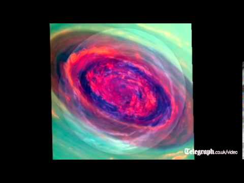 Giant hurricane churning around Saturn