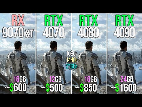 RX 9070 XT vs RTX 4070 vs RTX 4080 vs RTX 4090 - Test in 20 Games & Performance