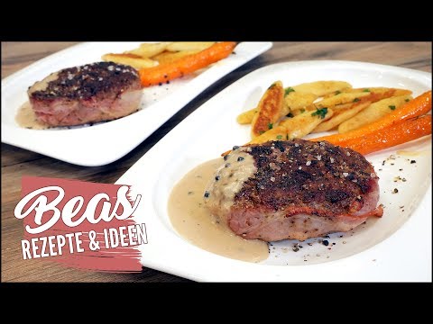 Rinderhacksteak Rezept mit Pfefferrahmsauce