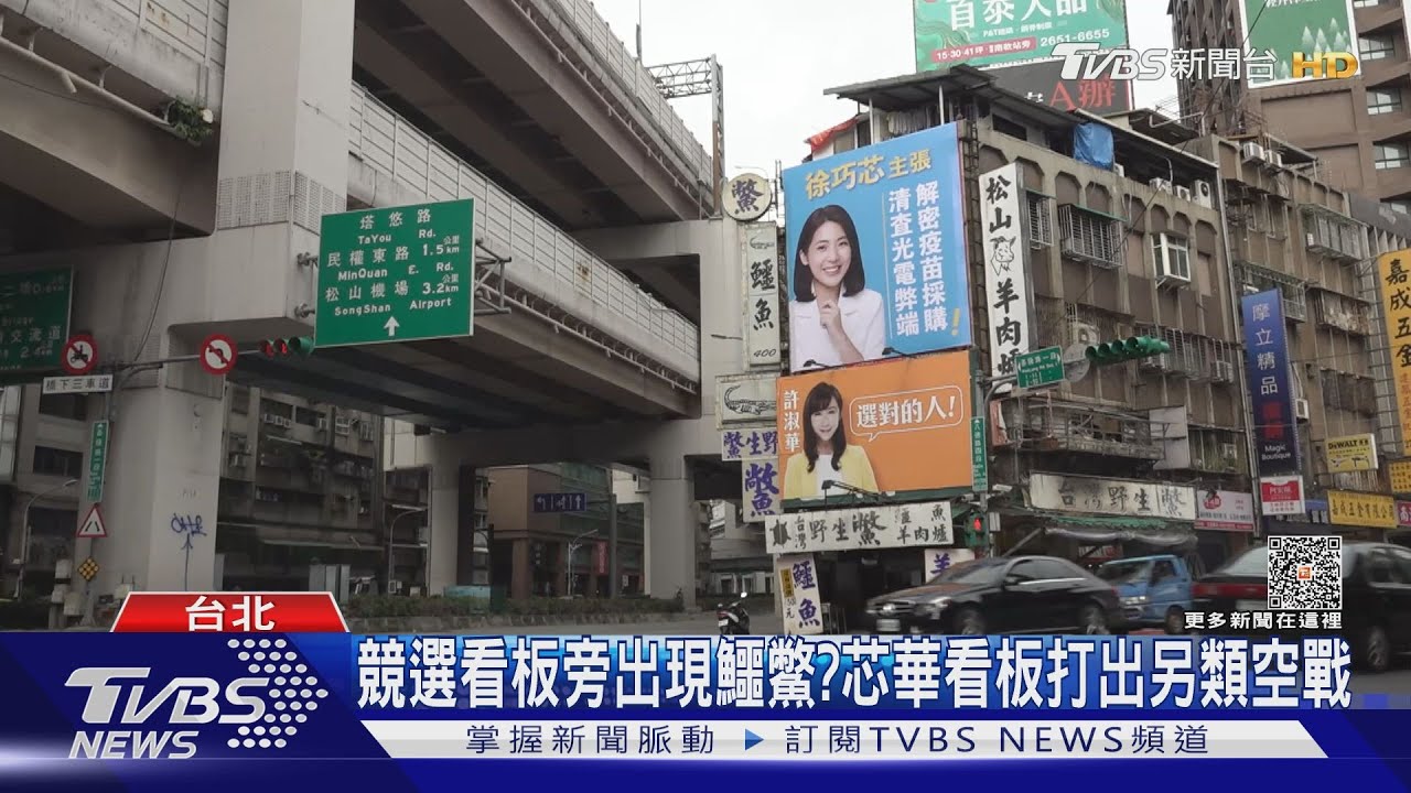 競選看板旁出現鱷鱉？　芯華看板打出另類空戰