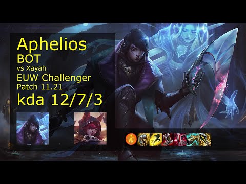 Aphelios ADC & Thresh vs Xayah & Rakan - EUW Challenger 12/7/3 Patch 11.21 Gameplay