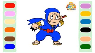 Learn to Draw Ninja Hattori - Drawing and Coloring Tutorial for Kids