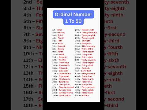 Ordinal Number | Ordinal Number 1 To 50 | 1 To 50 Ordinal Number #shorts #short #ytshorts