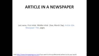 How to cite an article in a newspaper in APA format