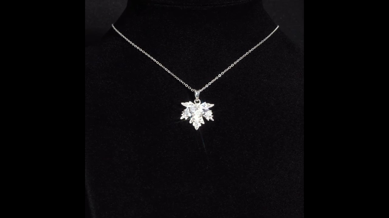 Dây chuyền DCJ85 lá phong đính đá CZ bạc 925 ChariotJewelry