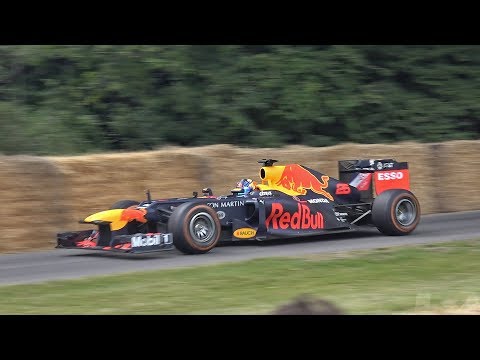 Red Bull RB8 F1 2012 SCREAMING V8, DONUTS, BURNOUTS @ FOS Goodwood 2019