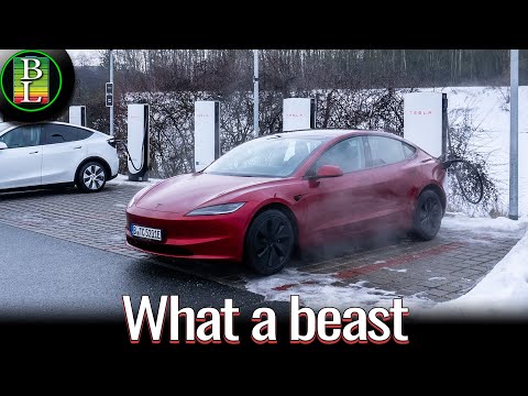 Tesla Model 3 Long Range RWD – 600 km Autobahn Long Distance Test | Winter, Traffic