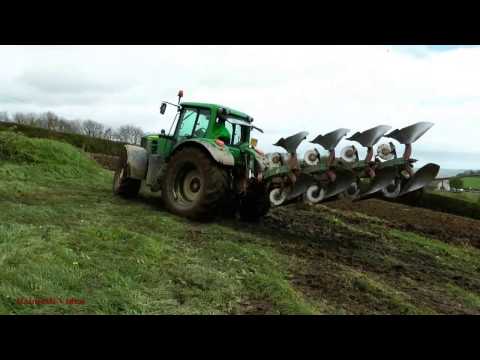 Two John Deere Tractors Ploughing the Rough and Steep!