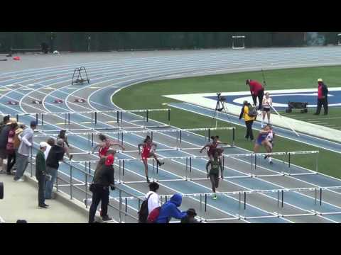 B Anger & L Willingham - VarG 100m H at CA Relays 3-19-16