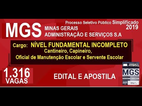 Edital Apostila Processo Seletivo Público Simplificado MGS 2019 Cargo Nível Fundamental Incompleto