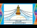 How to draw Bouddha stupa Temple step by step.