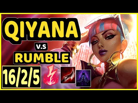 TINOWNS (QIYANA) vs RUMBLE - 16/2/5 KDA MID CHALLENGER GAMEPLAY - BR